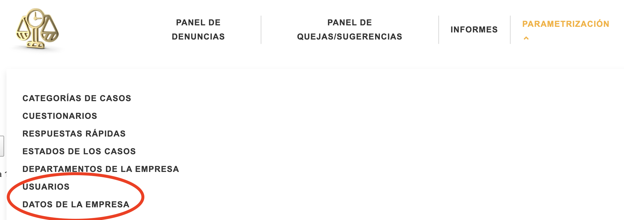 Desde su área privada (acceso web) podrá configurar los datos de su empresa, las categor&iacute;as, los departamentos y los estados de los casos